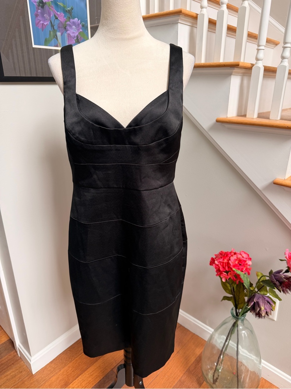 London Times Size 14 Classic Black Sleeveless Cocktail Dress Back Zip